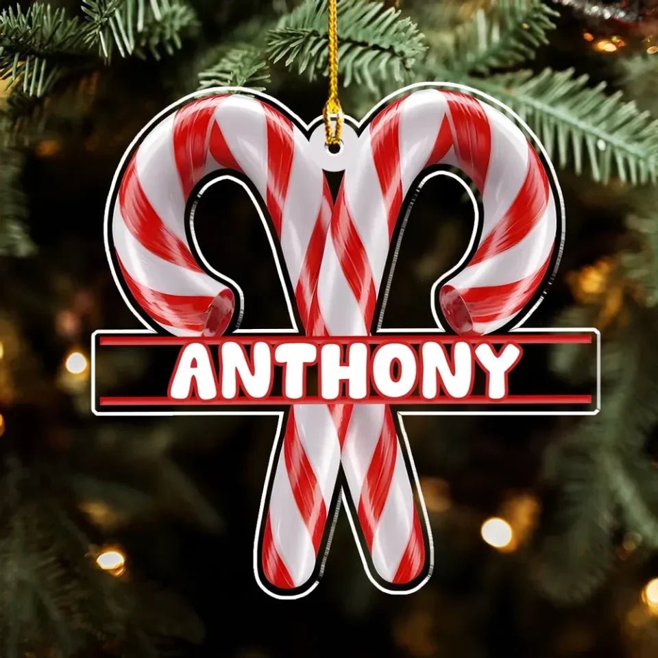 Candy Cane - Personalized Custom Acrylic Ornament 719600 - DiyGiftly