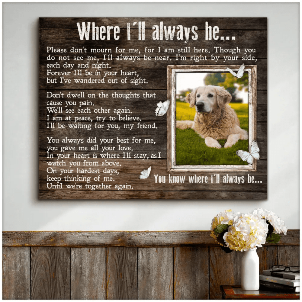 Canvas Without Frame Canvas Personalized Sympathy Gift for Dog Loss Custom Pet Memorial Wall Art with Photo and Name Rainbow