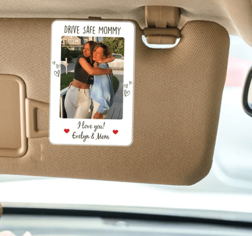 Car Visor Clip Custom Name Drive Safe Daddy We Love You Gift for Mommy Personalized Car Visor Clip Acrylic Photo Car Visor Clip 29084928 - DiyGiftly