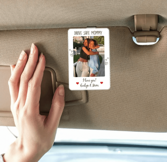 Car Visor Clip Custom Name Drive Safe Daddy We Love You Gift for Mommy Personalized Car Visor Clip Acrylic Photo Car Visor Clip 29084928 - DiyGiftly