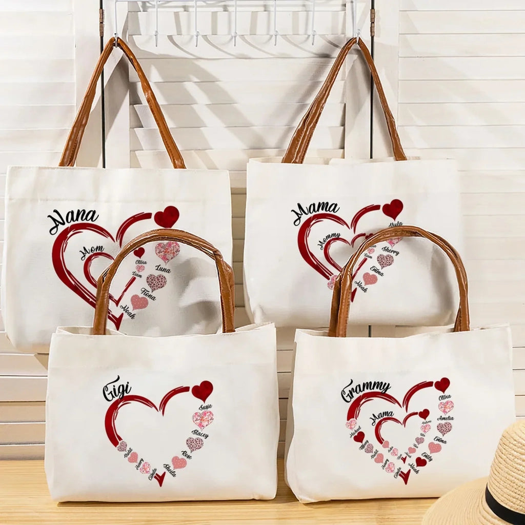 Carry family love everywhere personalized kids names canvas bag gift for grandparents