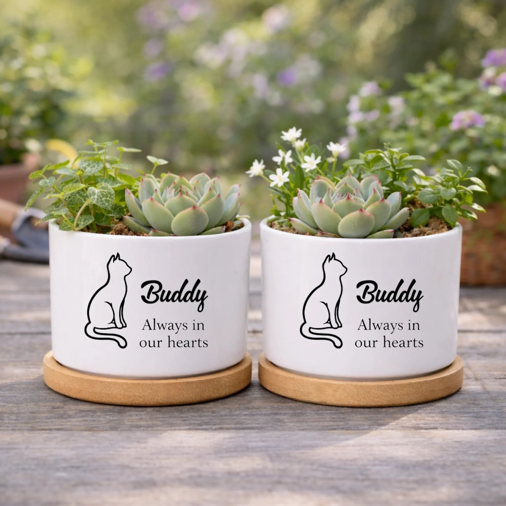 custom name ceramic floral flower pot keepsake for windowsill decor