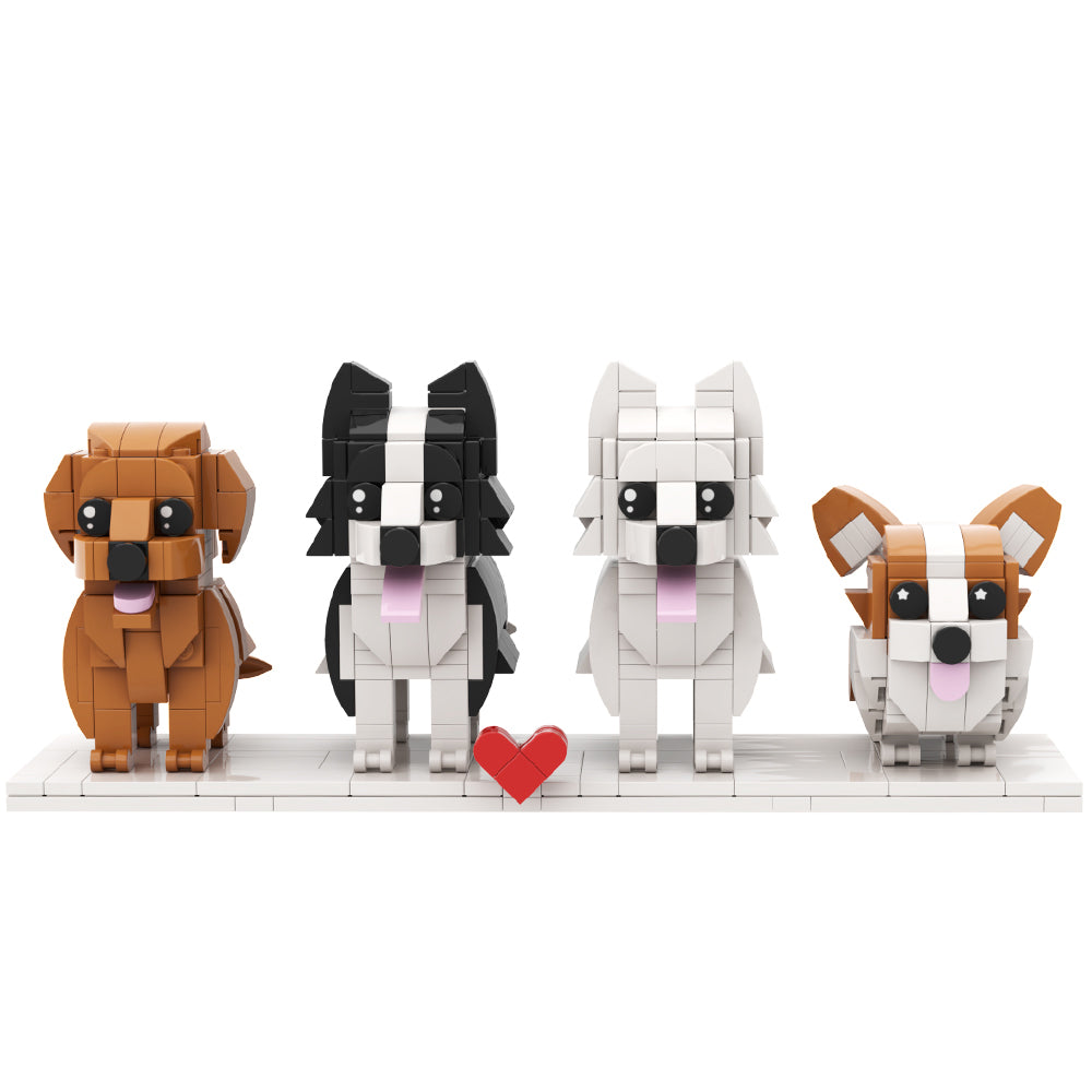 Brick Figures Personalized Pet Portrait for 4 Dogs for Home Display