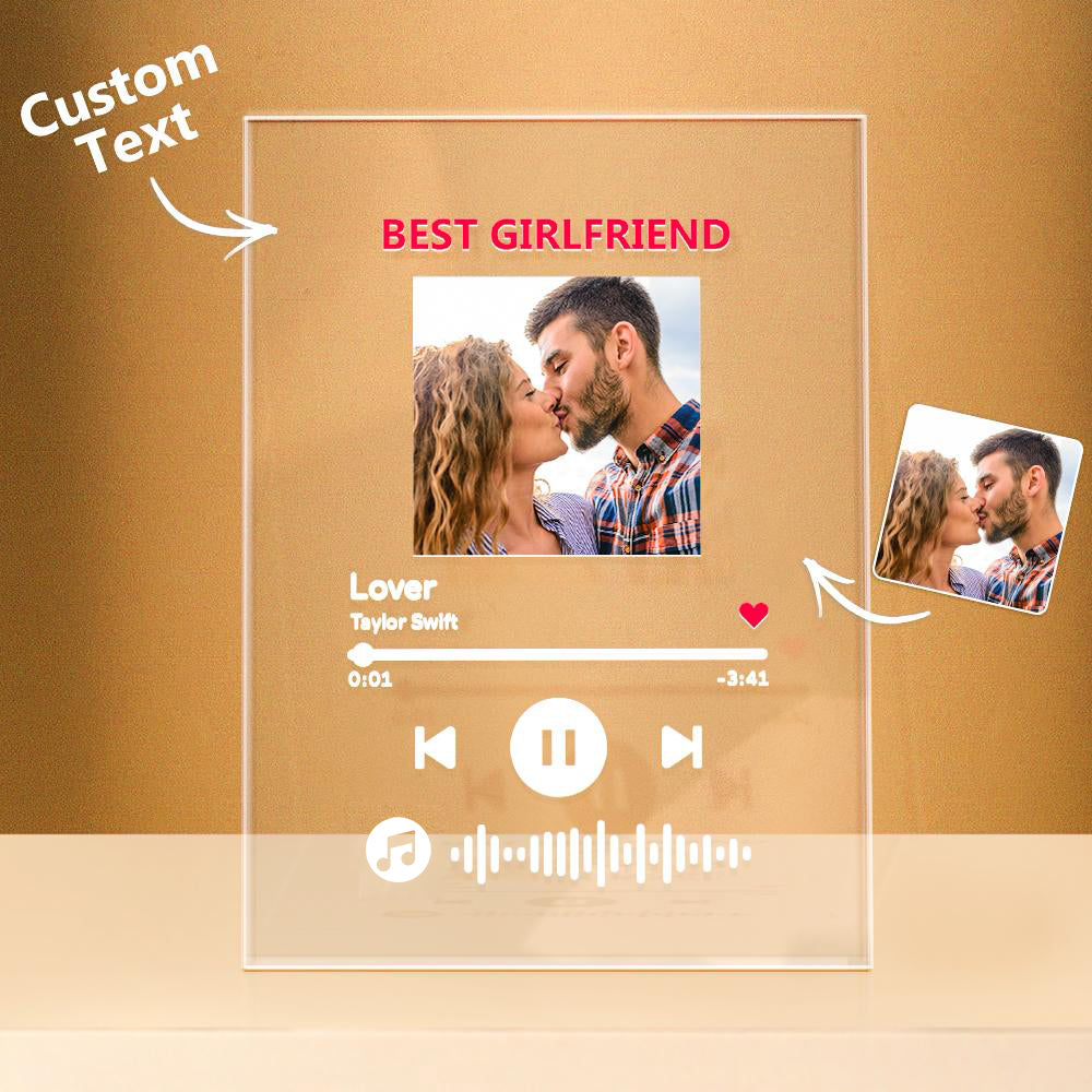 Custom Photo Keychain Music Code Plaque Scannable Music Personalized Acrylic NightLight BestGirfriend Gift