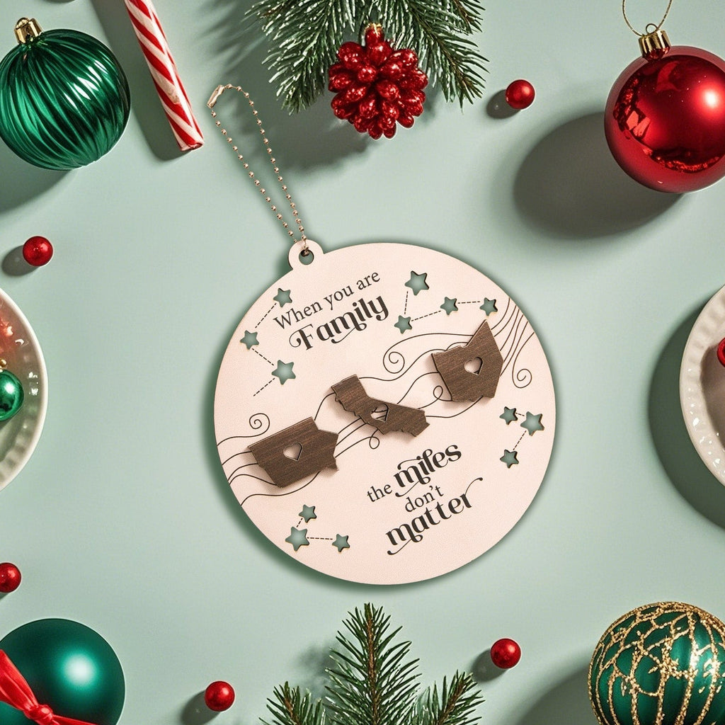 Personalized Family Togetherness Christmas Ornament State Map Ornament for Friends Sister Sibling Gift