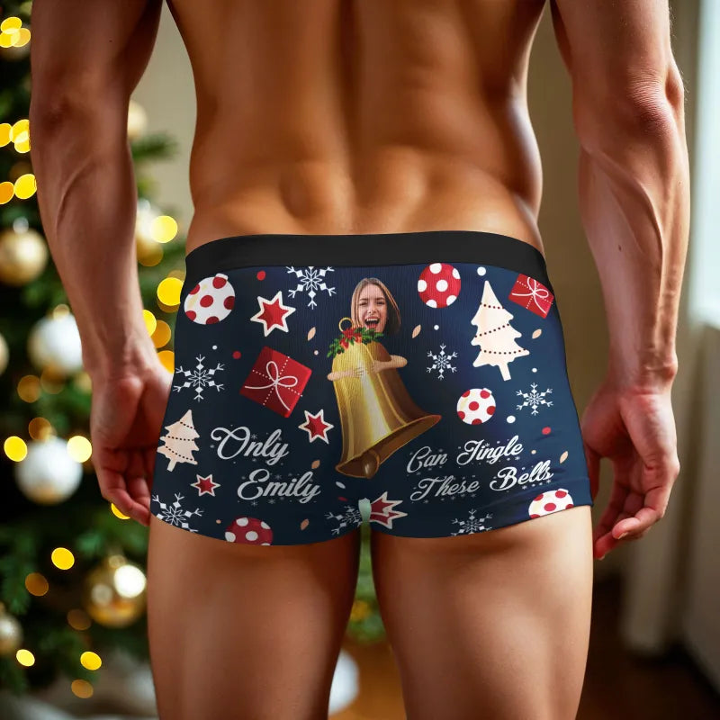 Personalized Face Boxer Only Can Jingle These Bells without Custom Belt Text Men Underwear Christmas Gift Personalized Photo Valentines Gift