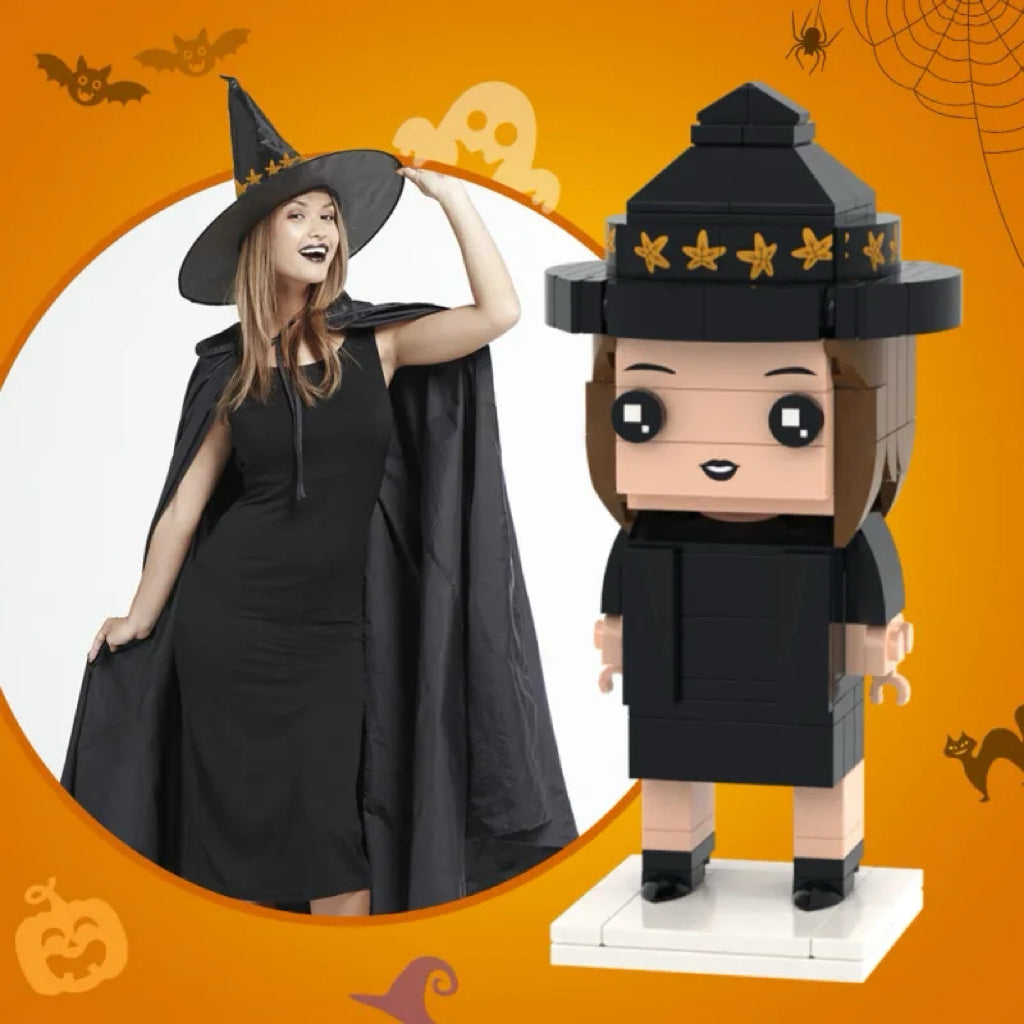 Full Body Custom 1 Person Brick Figures Small Particle Block Witche Brick Figures Halloween Gifts Personalized Small Particle Block Toy