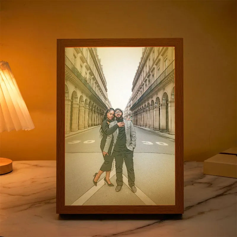 Custom Photo Lamp Personalized Line Art Light Valentine's Day Gift for Her