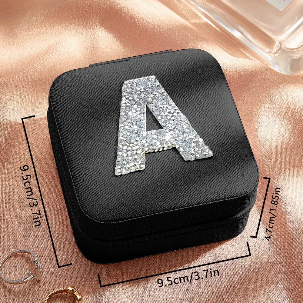 Personalized Jewelry Box with Glitter Letter Bridesmaid Gift for Her