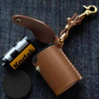 Brown Digital Camera Accessories Camera PU Leather Film Bottle Case Film Storage Holster Key Chain