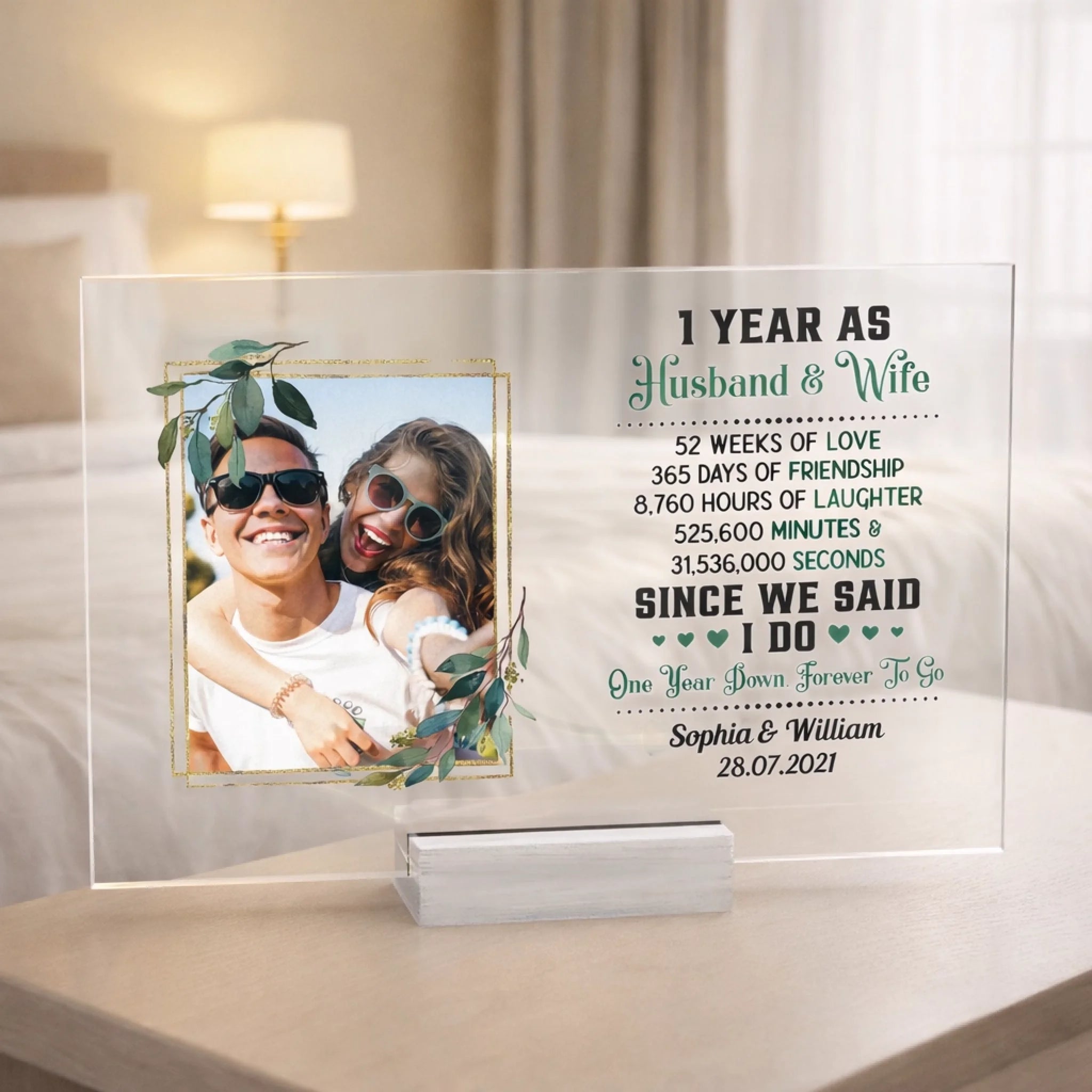 gifts for wife Celebrating Every Moment Together - Personalized Acrylic Photo Plaque - Custom 1st Anniversary Gift for Couple
