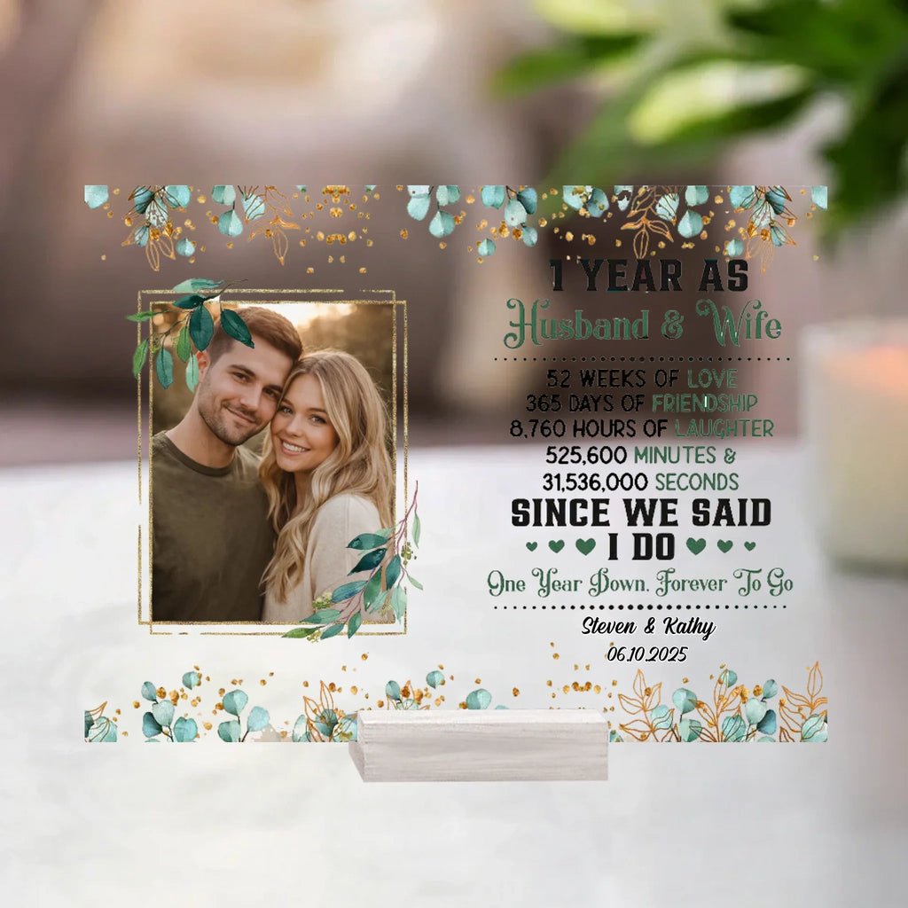 gifts for wife Celebrating Every Moment Together - Personalized Acrylic Photo Plaque - Custom 1st Anniversary Gift for Couple