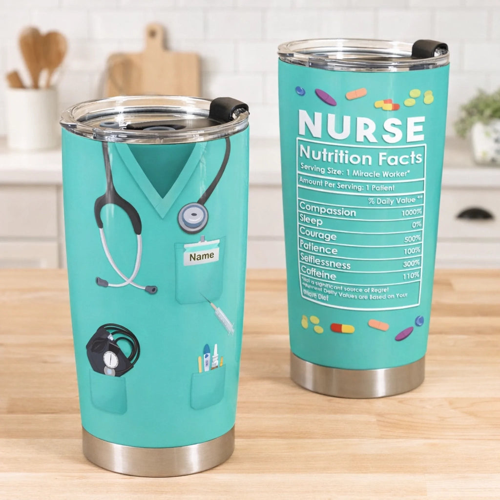 personalized nurse tumbler for work travel and daily hydration