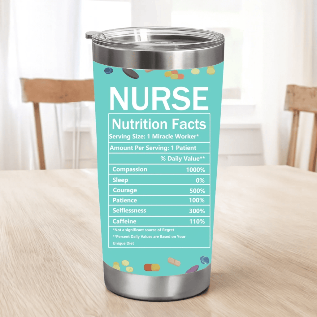 personalized nurse tumbler fun nutrition facts design