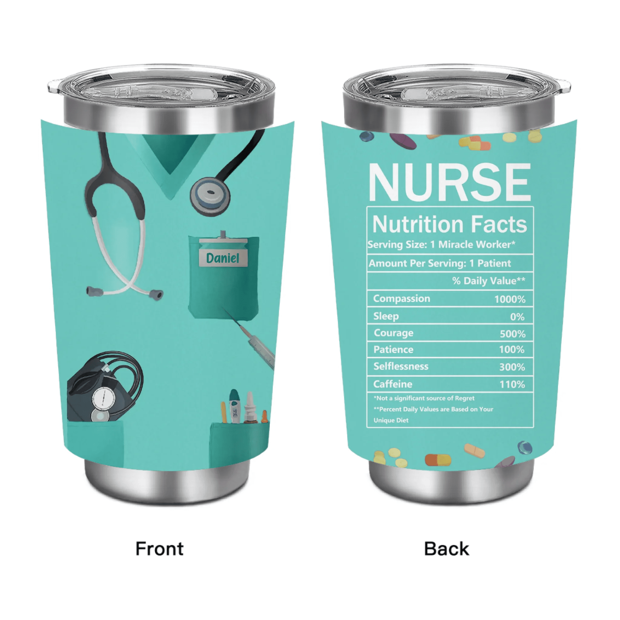 personalized nurse tumbler daily coffee and water cup