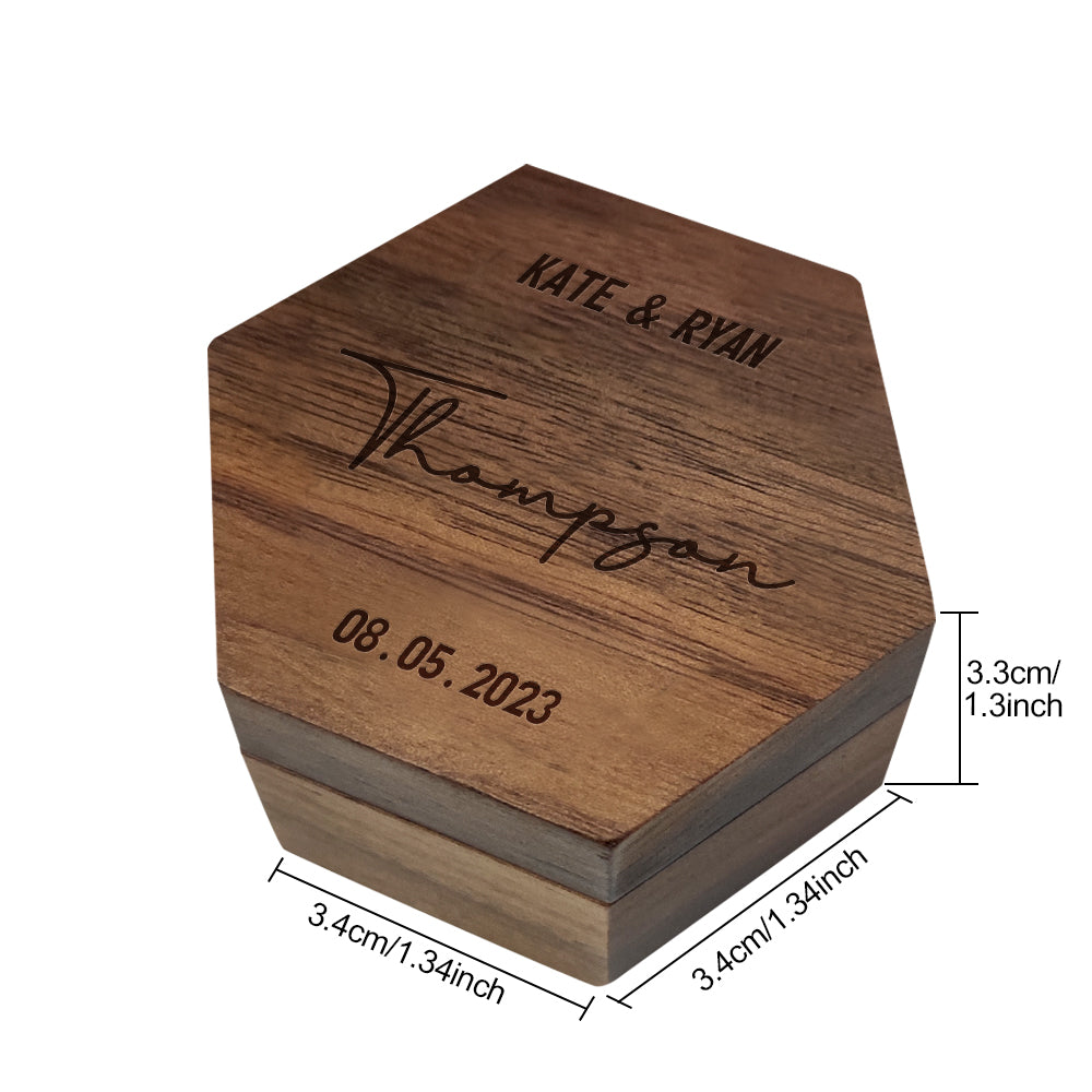 custom six styles customized hexagon wooden jewelry box wedding detail view