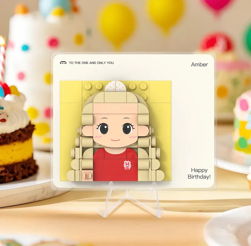 Customized 1 Person Brick Figure Greeting Card Acrylic Display Valentine's Day Gift Birthday Gift