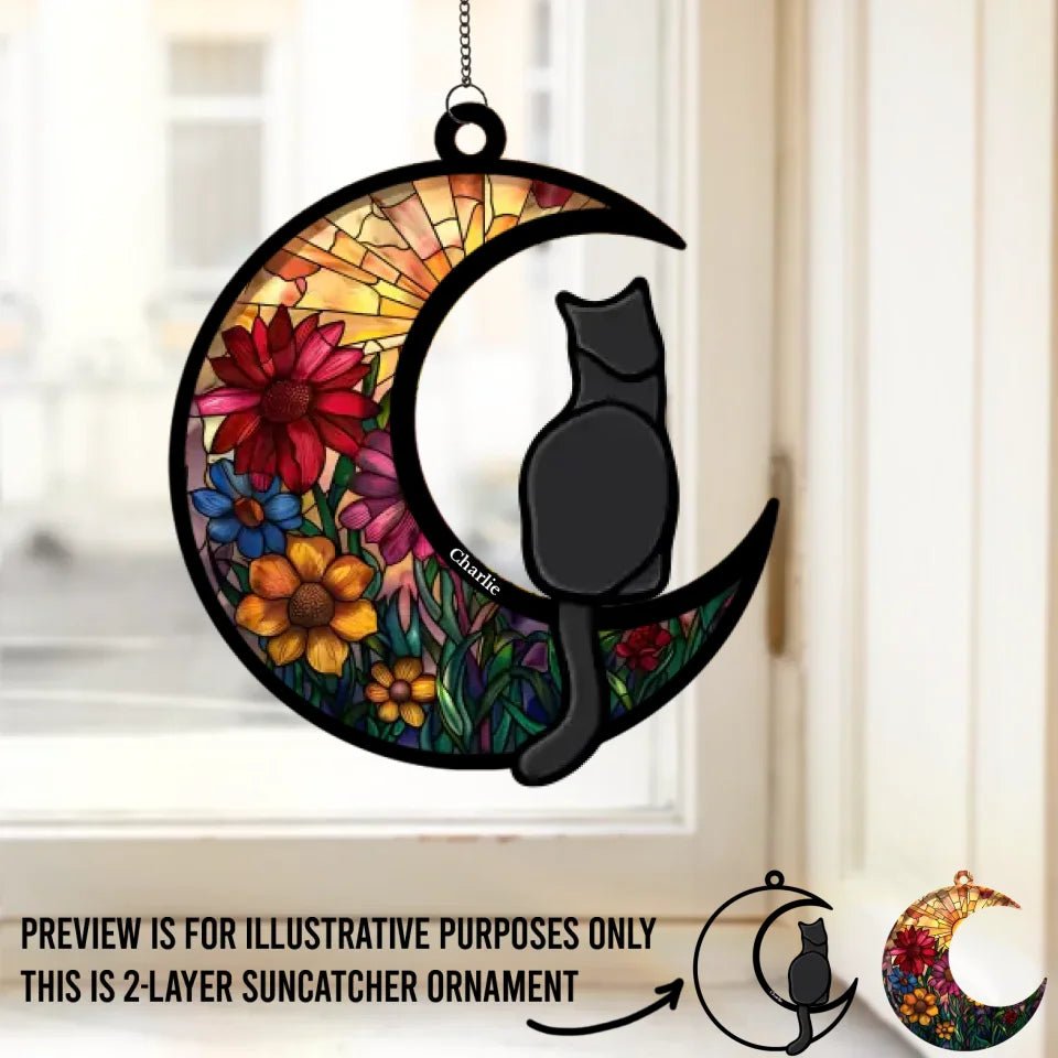 loss of cat gift personalized window hanging suncatcher memorial decor