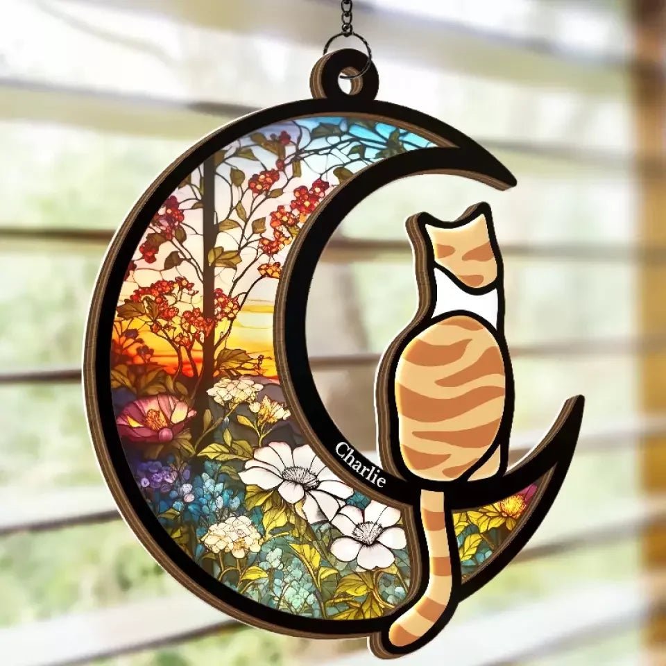 personalized window hanging suncatcher memorial decor loss of cat gift