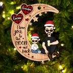 personalized wooden ornament grandma and grandkid on moon moonlight illustration grandparents day gift