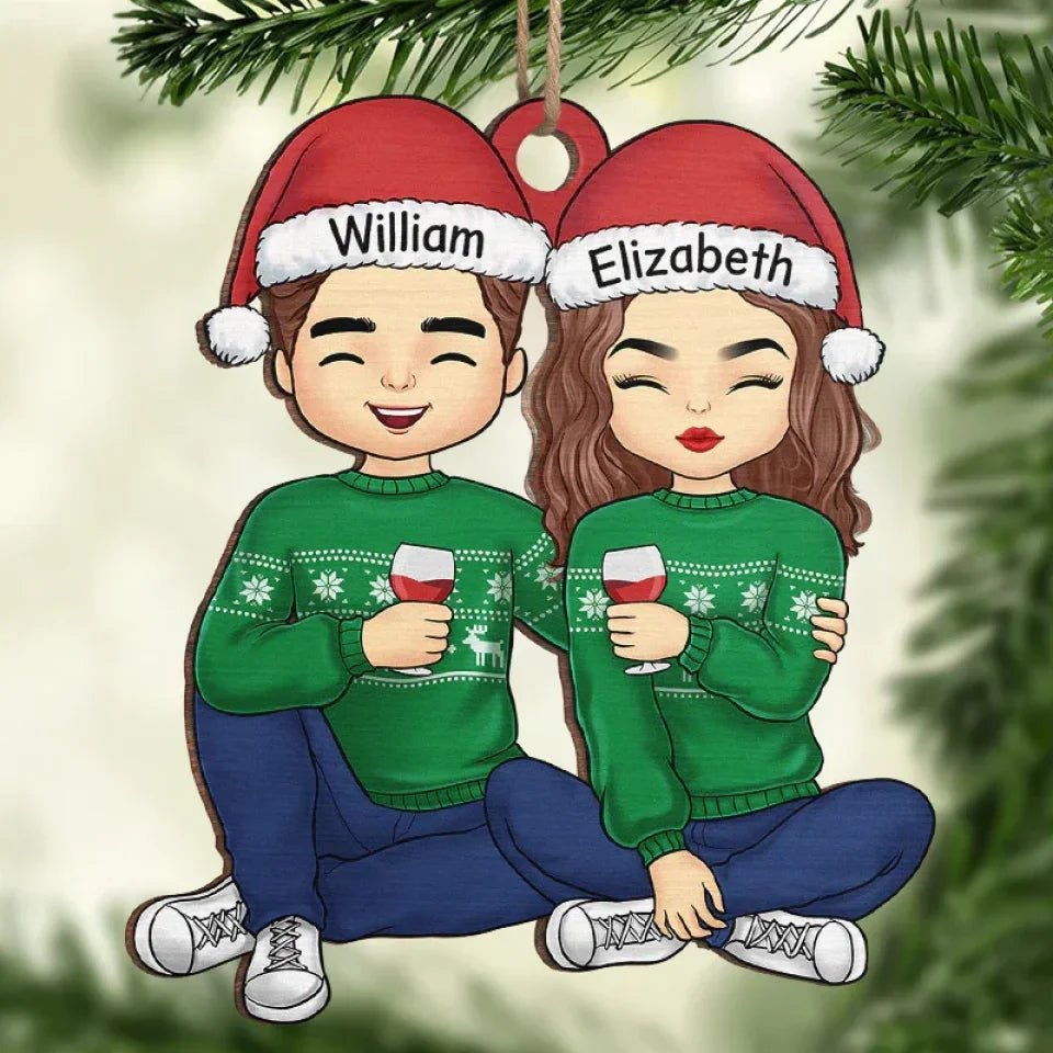 Cheers To A Merry Christmas - Couple Personalized Custom Ornament - Wood, Acrylic Custom Shaped - Christmas Gift For Husband Wife, Anniversary 679177 - DiyGiftly