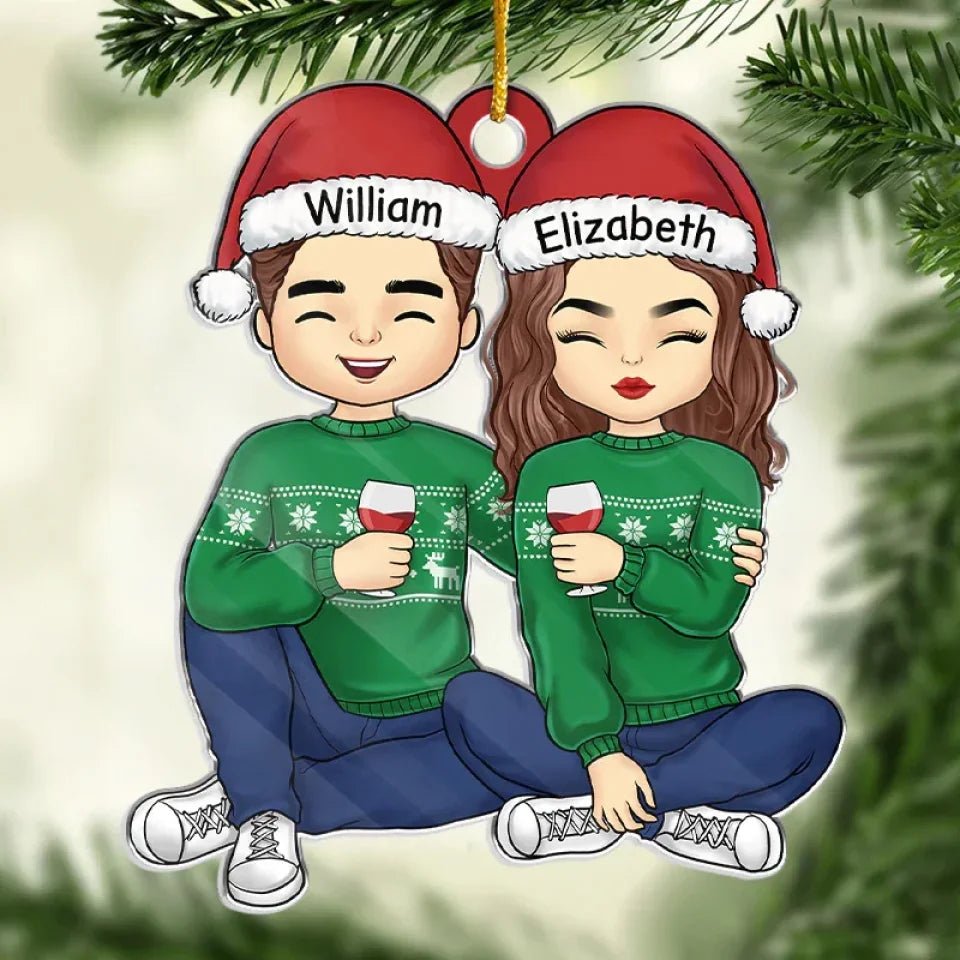 Cheers To A Merry Christmas - Couple Personalized Custom Ornament - Wood, Acrylic Custom Shaped - Christmas Gift For Husband Wife, Anniversary 679177 - DiyGiftly