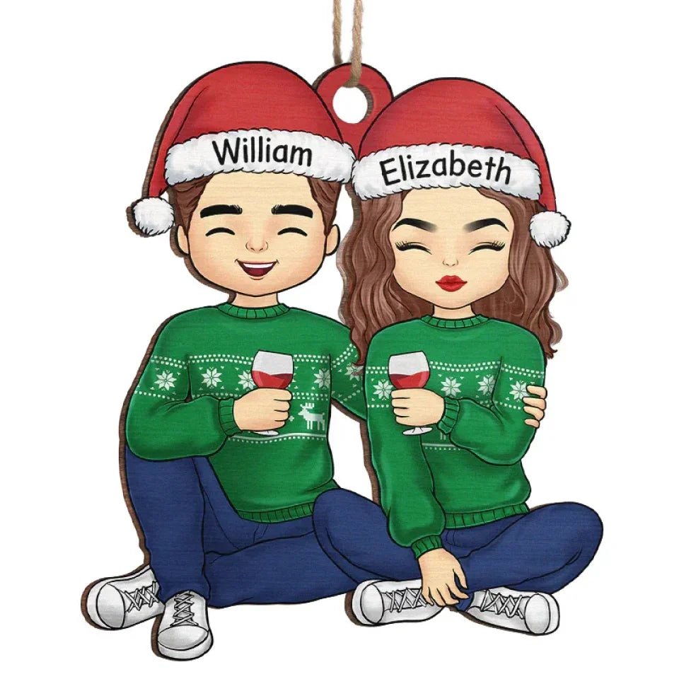 Cheers To A Merry Christmas - Couple Personalized Custom Ornament - Wood, Acrylic Custom Shaped - Christmas Gift For Husband Wife, Anniversary 679177 - DiyGiftly