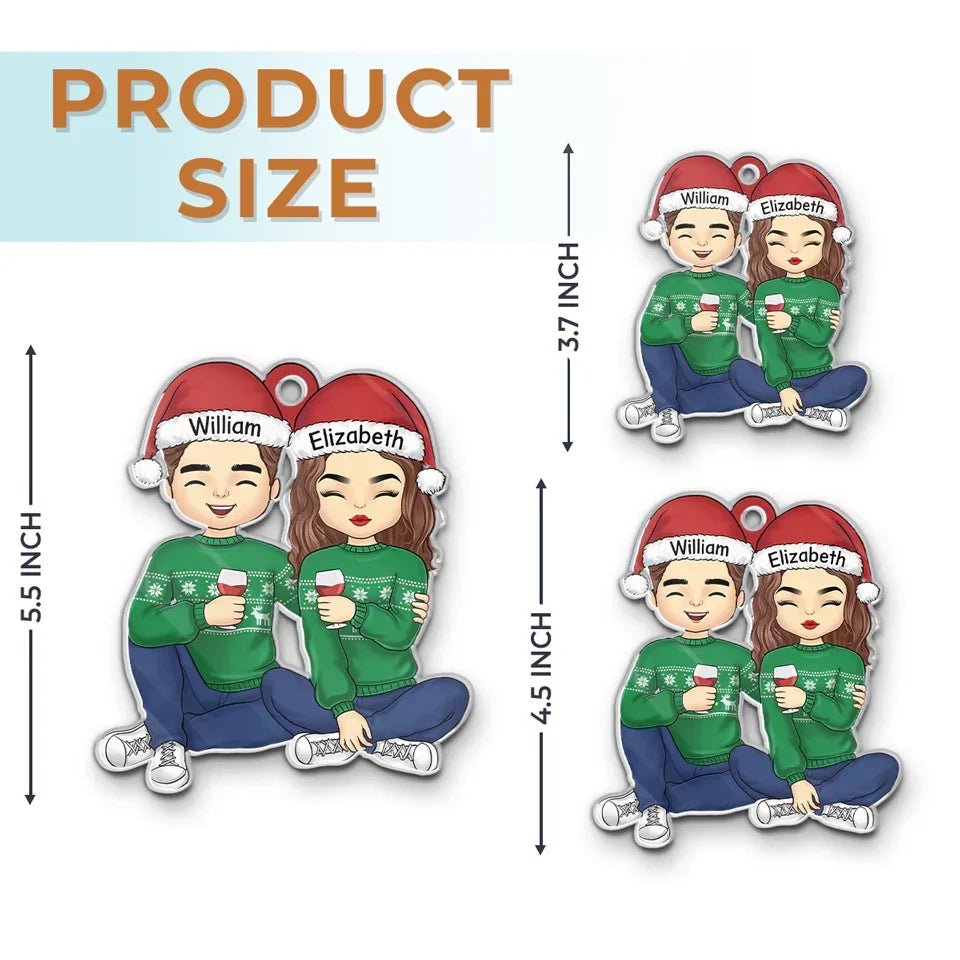 Cheers To A Merry Christmas - Couple Personalized Custom Ornament - Wood, Acrylic Custom Shaped - Christmas Gift For Husband Wife, Anniversary 679177 - DiyGiftly