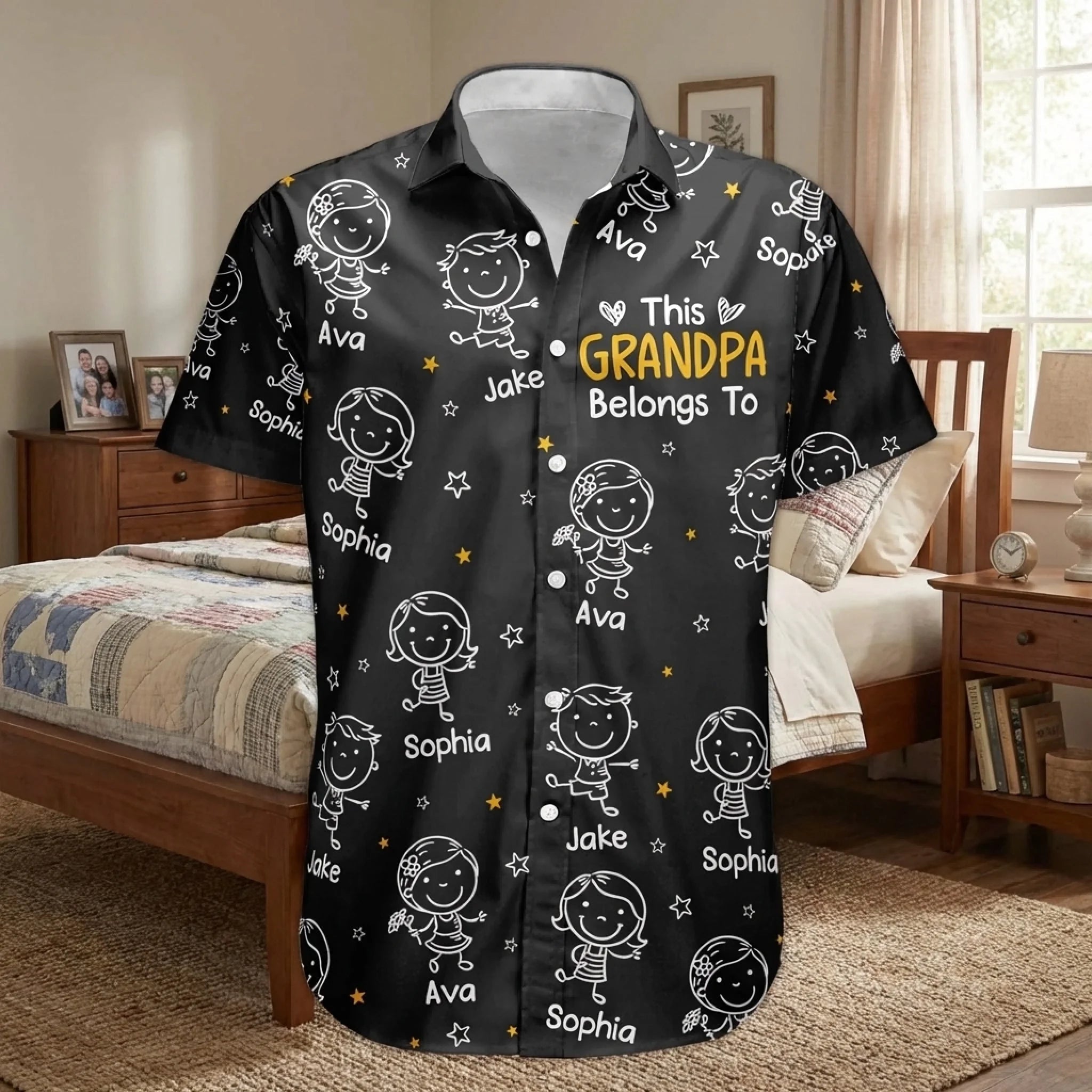 Cherished grandpa vibes hawaiian shirt personalized family names lightweight vacation style