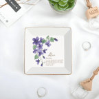 Christian Birth Flower Initial Jewelry Tray – Personalized Bible Verse Gift for Women 1081345 - DiyGiftly