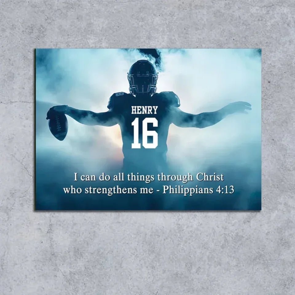 Christian Football Player Personalized Canvas, Wall Football Art Print, Custom Framed Canvas 738843 - 739317 - DiyGiftly