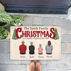 Christmas Family Sitting Together Personalized Mat, Christmas Decoration 714699 - D - DiyGiftly