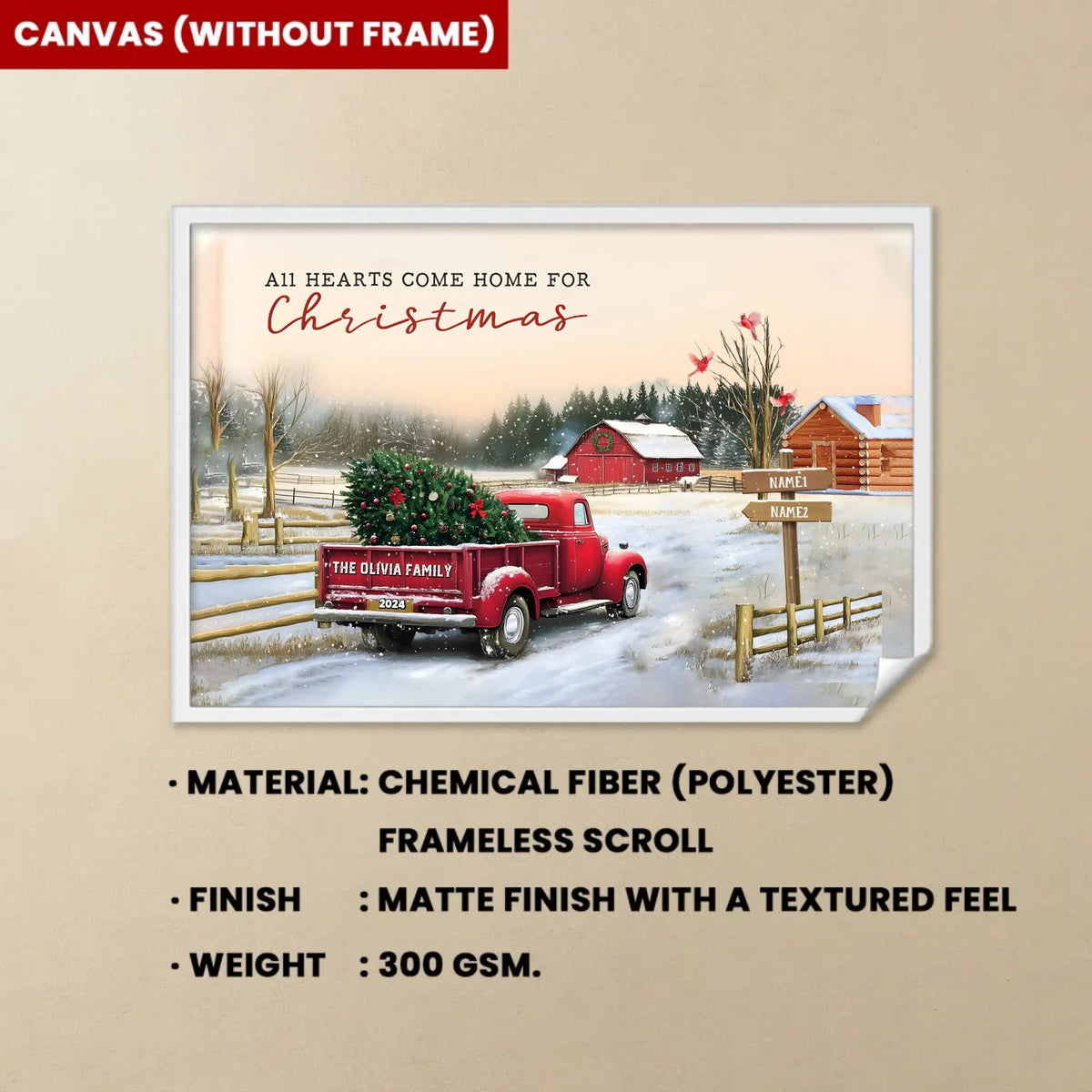 Christmas Gifts for a Family Custom Family Name Ready to Hang Canvas Print 711091 - 711227 - DiyGiftly