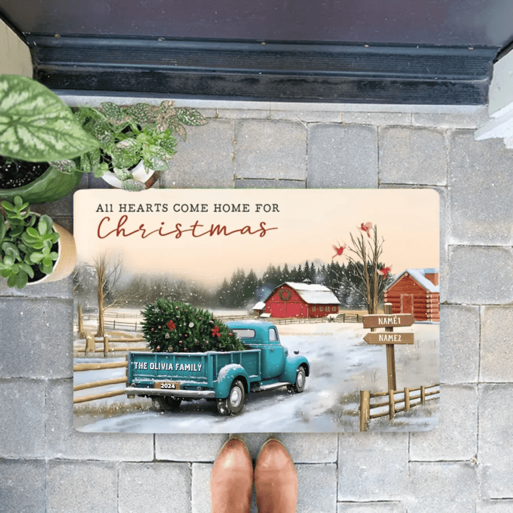 Christmas Gifts for a Family Custom Family Name Ready to Hang Mat 711091 - D - DiyGiftly