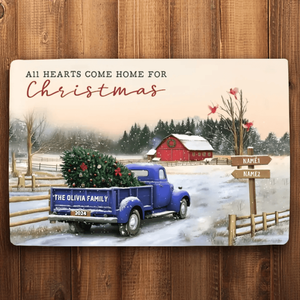 Christmas Gifts for a Family Custom Family Name Ready to Hang Mat 711091 - D - DiyGiftly