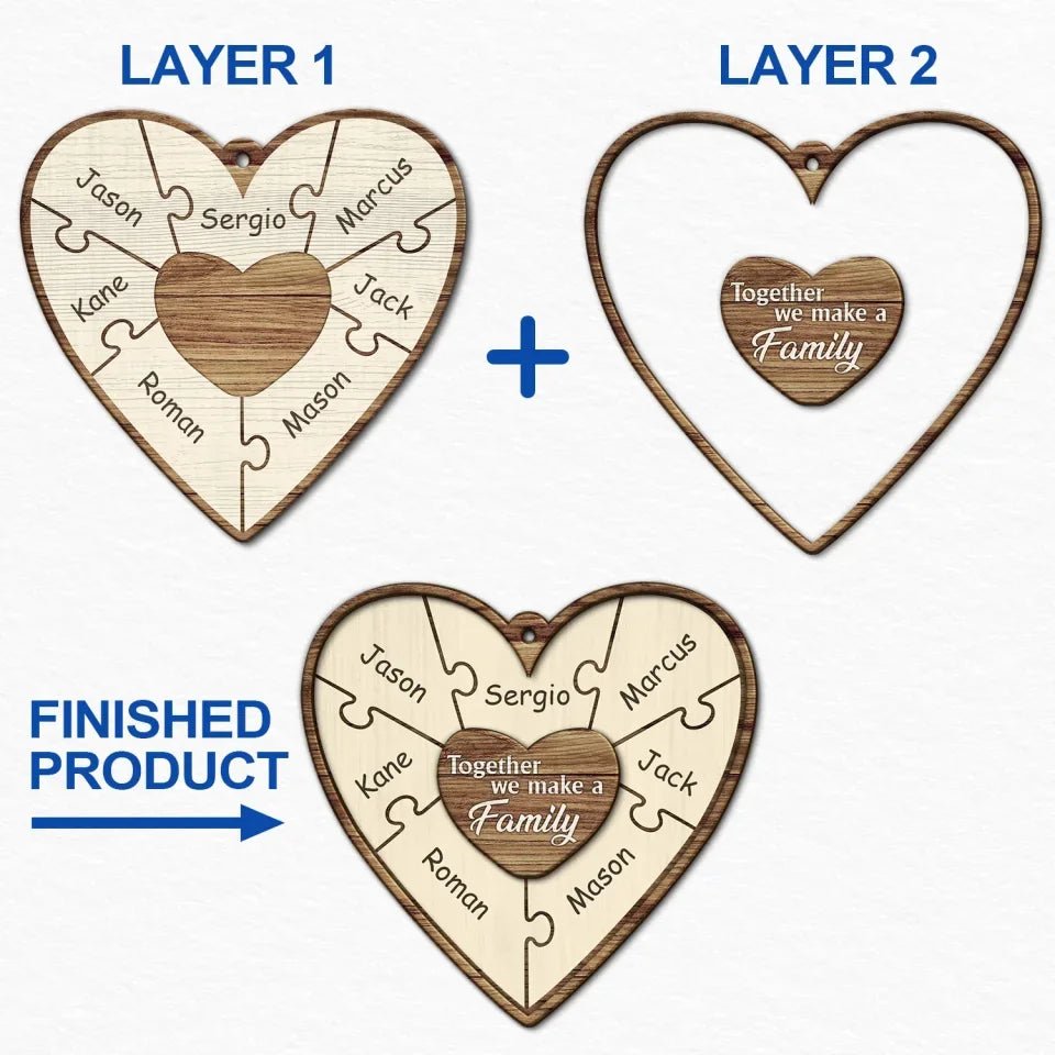 Christmas Puzzle Together We Make A Family - Gift For Family - Personalized 2 - Layered Wooden Ornament 723963 - DiyGiftly