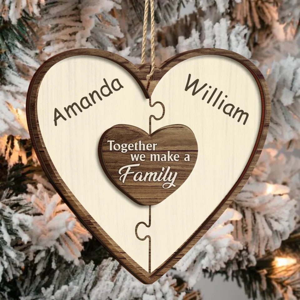 Christmas Puzzle Together We Make A Family - Gift For Family - Personalized 2 - Layered Wooden Ornament 723963 - DiyGiftly
