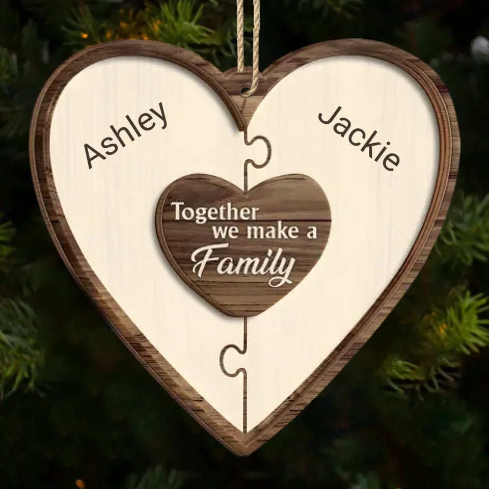Christmas Puzzle Together We Make A Family - Gift For Family - Personalized 2 - Layered Wooden Ornament 723963 - DiyGiftly
