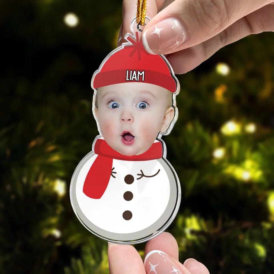 Christmas Snowman With Kids - Personalized Acrylic Photo Ornament 683267 - DiyGiftly