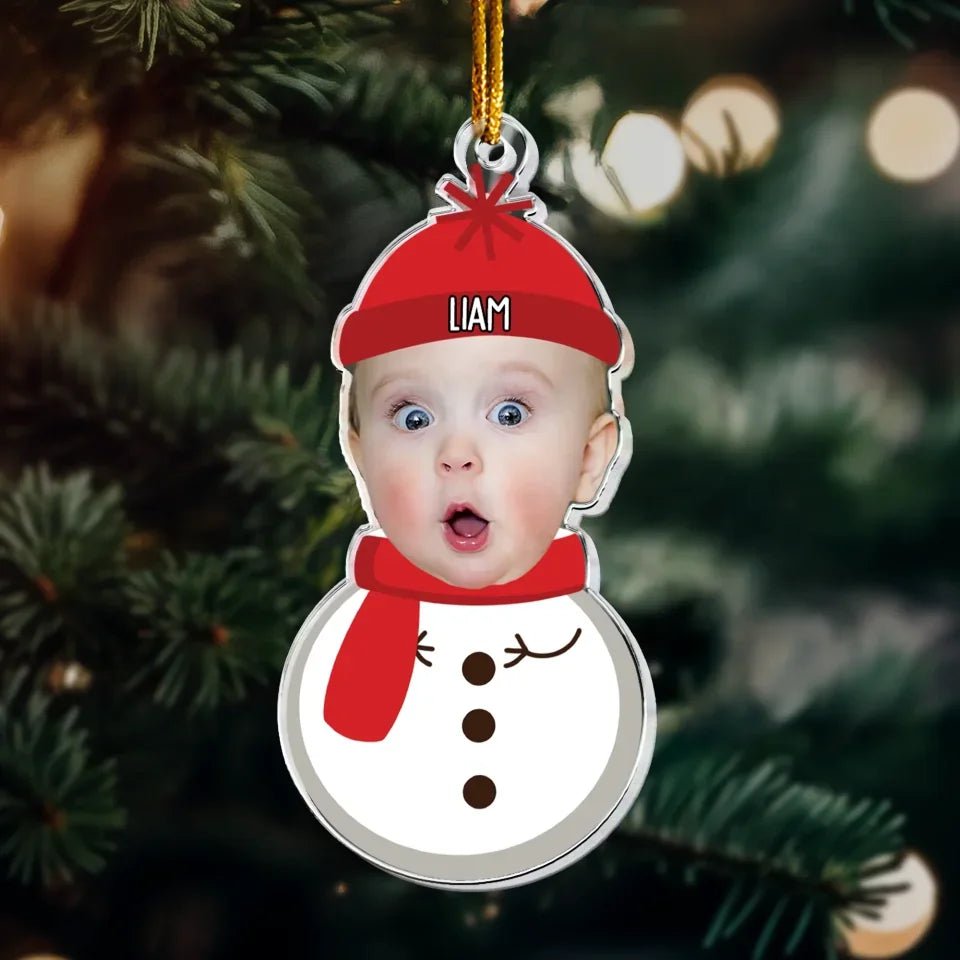 Christmas Snowman With Kids - Personalized Acrylic Photo Ornament 683267 - DiyGiftly