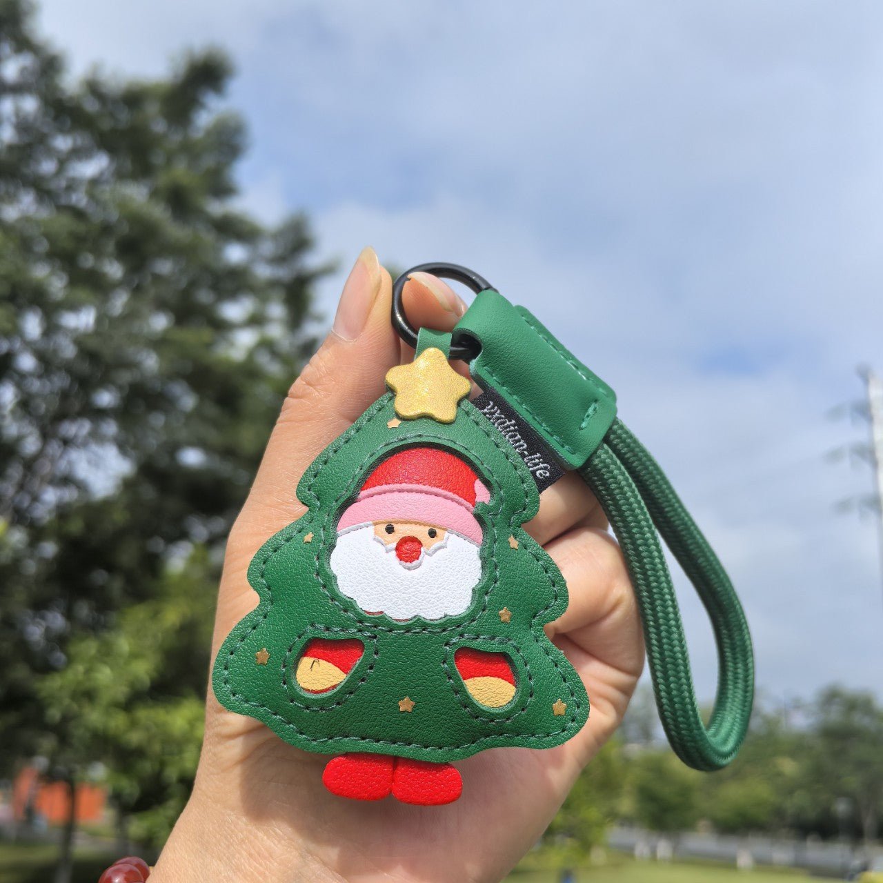 Christmas Tree Christmas Stocking Hanging PU Leather Keychain Christmas Ornaments - DiyGiftly