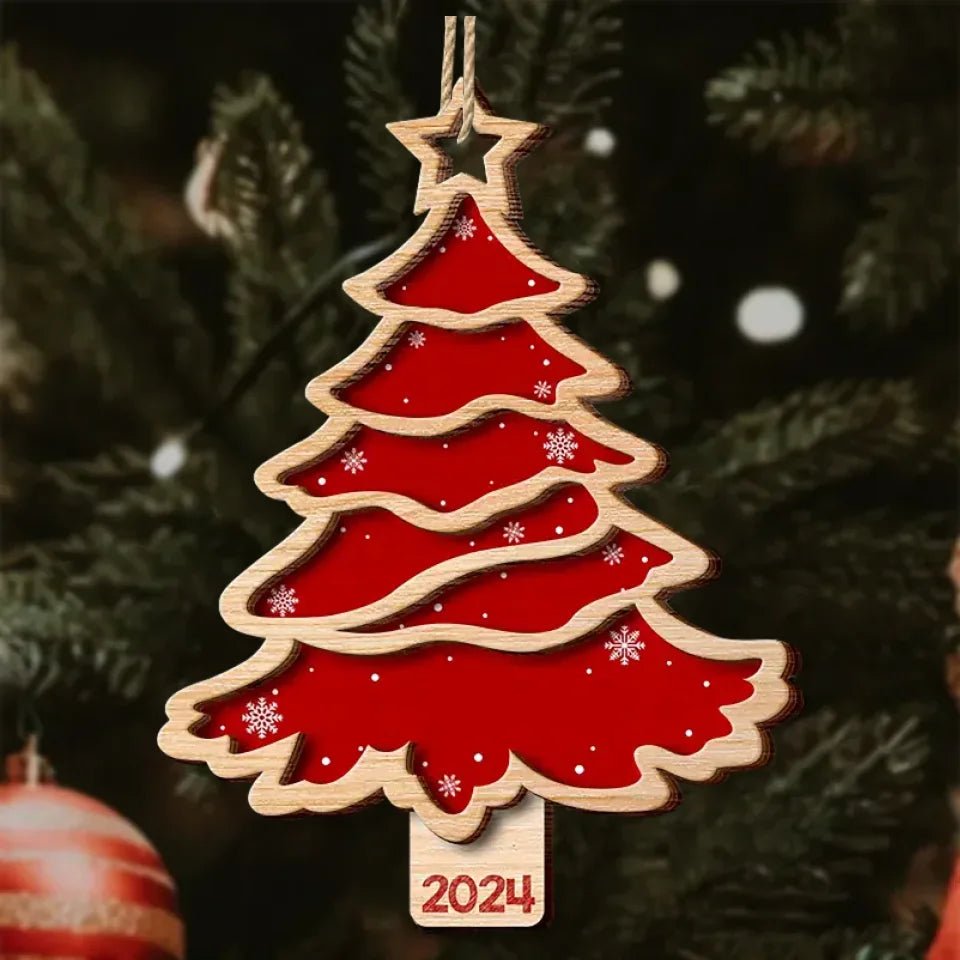 Christmas Tree Family Bestie Custom Names Version 3 - Personalized 2 - Layered Wooden Ornament 688081 - DiyGiftly
