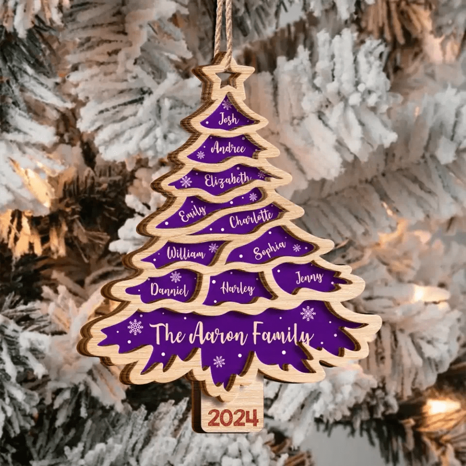 Christmas Tree Family Bestie Custom Names Version 3 - Personalized 2 - Layered Wooden Ornament 688081 - DiyGiftly