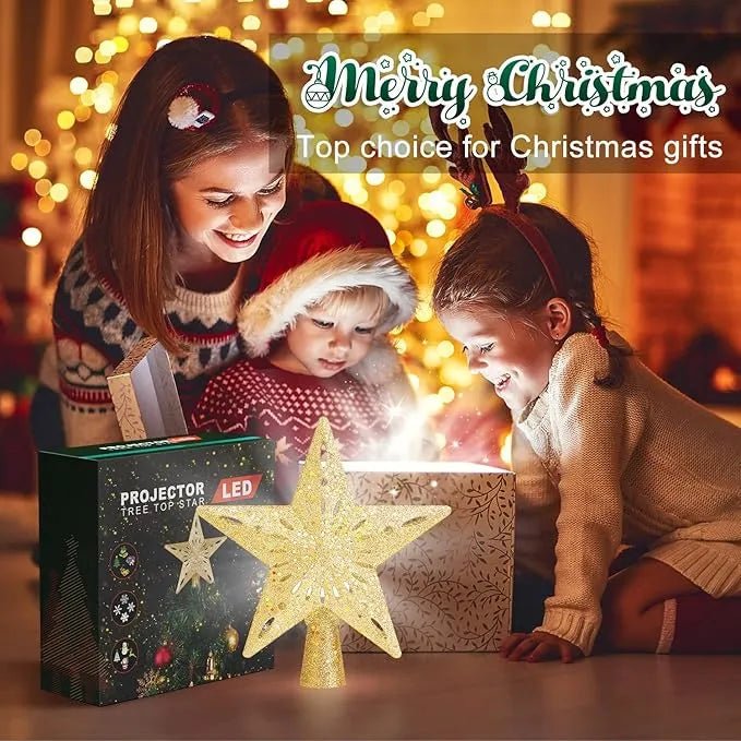 Christmas Tree Topper Star Lighted With 6 Projection Modes Christmas Star Tree Topper With Led Rotating Lights Gold Tree Topper - DiyGiftly