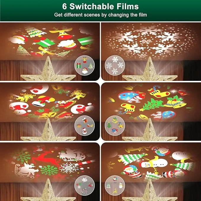 Christmas Tree Topper Star Lighted With 6 Projection Modes Christmas Star Tree Topper With Led Rotating Lights Gold Tree Topper - DiyGiftly