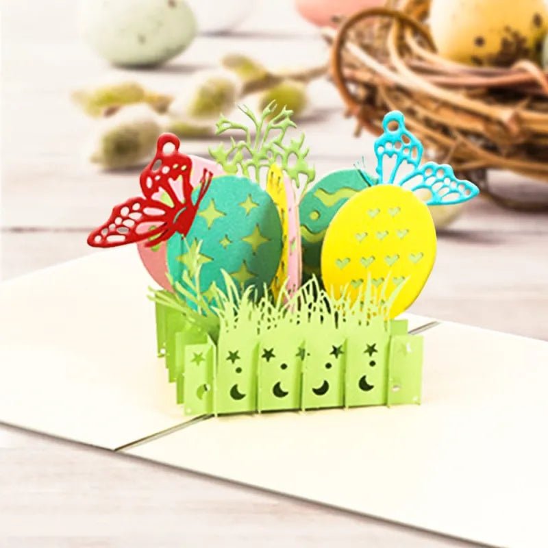 Colorful Butterflies & Easter Eggs 3D Pop - Up Card – Spring Easter Greeting Gift - DiyGiftly
