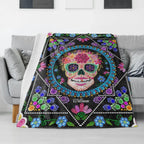 Colorful Sugar Skull - Personalized Skull Blanket 749054 - DiyGiftly