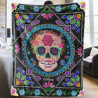 Colorful Sugar Skull - Personalized Skull Blanket 749054 - DiyGiftly