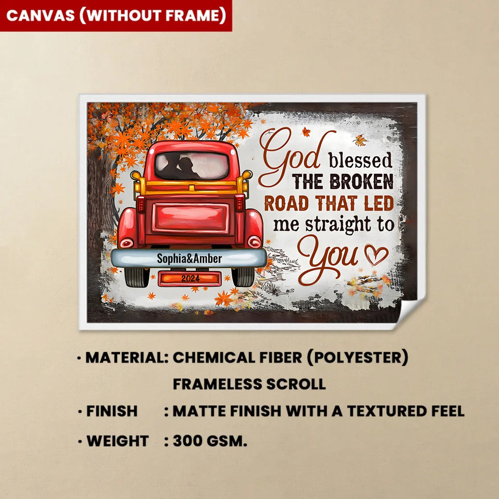 Couple Gift Husband Wife God Blessed The Broken Road Fall Leaves Custom Poster, Wedding Gift, Anniversary, Wall Art, Wall Decor 750031 - 750032 - DiyGiftly
