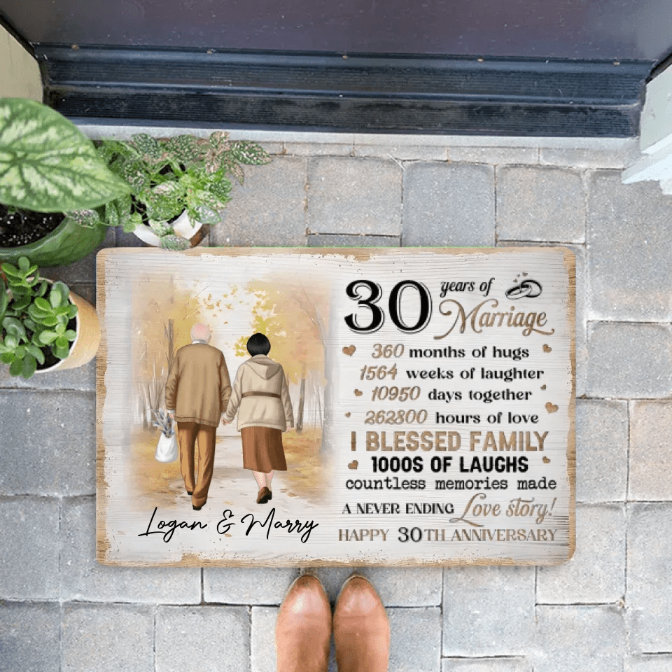 Couple Happy Anniversary - Personalized Doormat 753041 - D - DiyGiftly